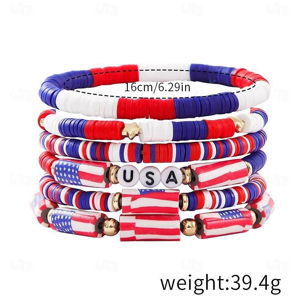 USA Flagg armbånd Fritid Herre Dame Voksne Avslappet Festival Maskerade Uavhengighetsdag 4. juli Enkelt karnevalskostyme 2025 - $14.04 –P5