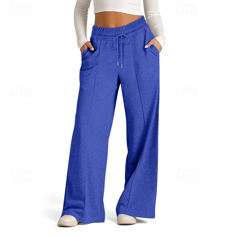Dam Trosor Byxor Streetwear Ledigt Fullängd Naturlig Slät Ficka Elastisk dragsko-design Bekväm Utomhus Gata Utekväll Magenta Aprikos Mörkbrun Svart Sommar Normal 2025 - $19.99 –P19