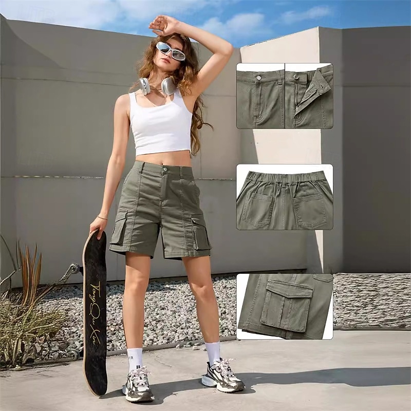 Per donna Shorts da corsa Shorts Cargo Shorts da escursionismo Esterno Vestibilità regolare Asciugatura Rapida Pantaloncini Elastico in vita Grigio scuro Nero Caccia Arrampicata Corsa S M L XL XXL del 2025 a $24.99 –P1