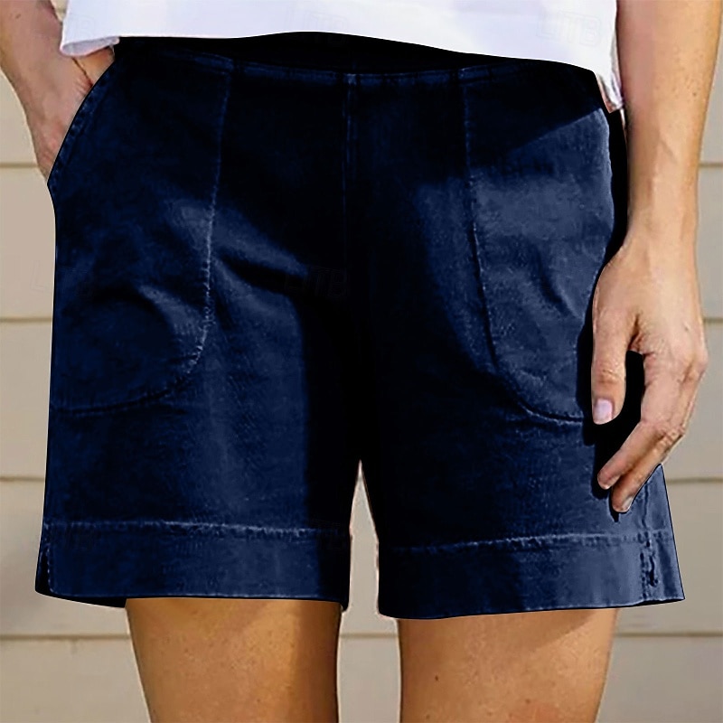 Per donna Pantaloncini in cotone e lino Shorts Pantaloni Eleganti Casual Corto Naturale Semplice Tasca Elastico in vita Comodo All'aperto Quotidiano Ferie Vinaccia Grigio Nero Bianco Estate del 2025 a $15.99 –P9