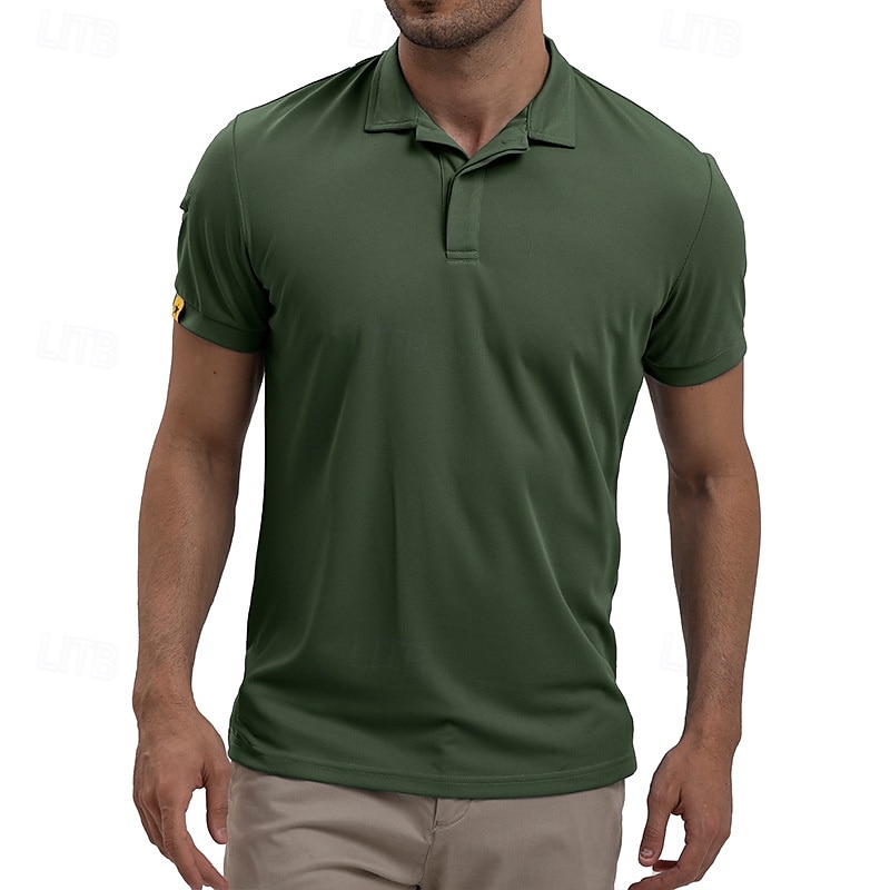 Men's Golf Shirt Golf Polos Shirts Work Casual Lapel Short Sleeve Basic Modern Plain Patchwork Buttons Summer Regular Fit Blue Sky Blue Army Green Golf Shirt 2025 - $23.99 –P5
