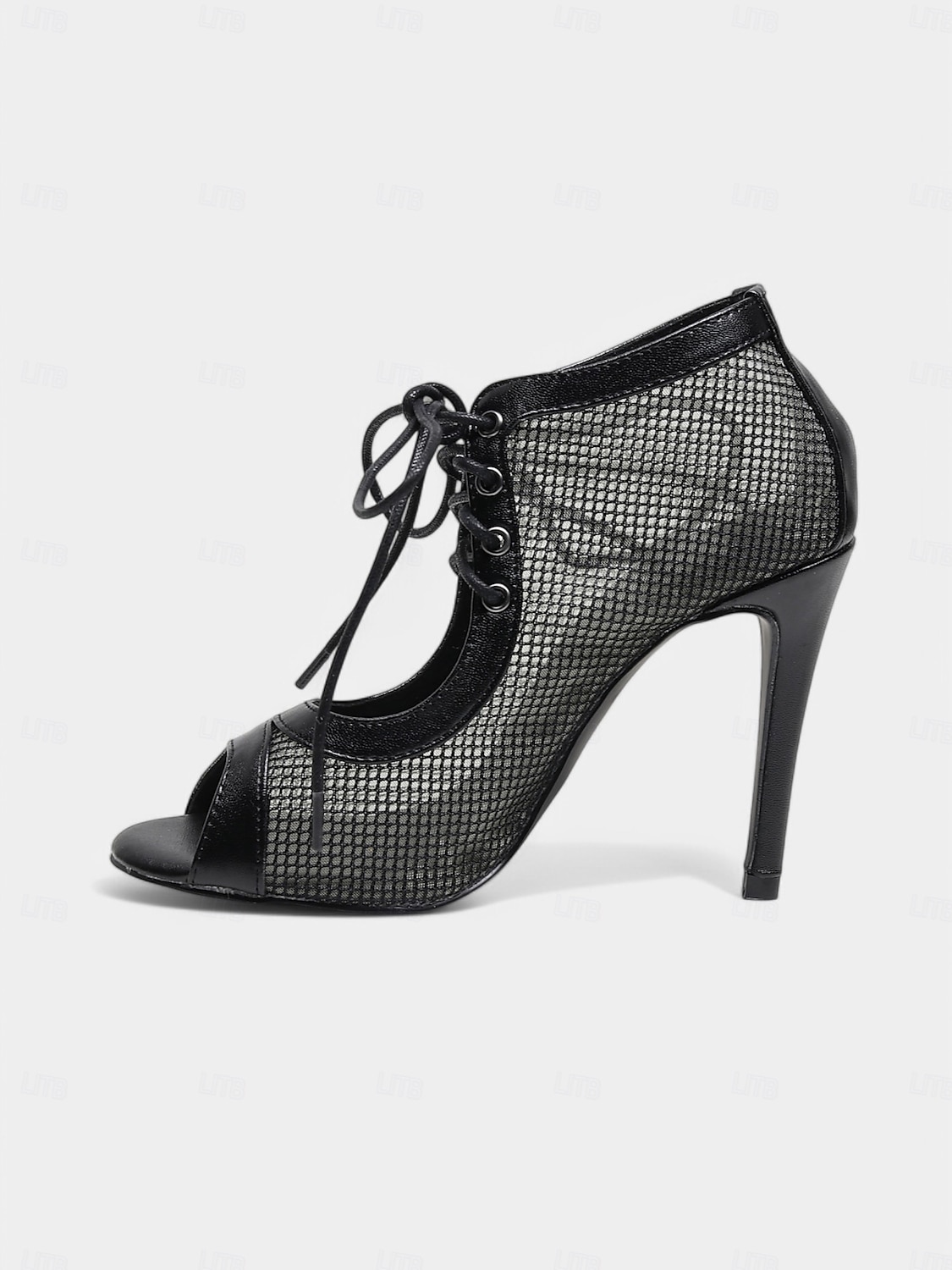 Escarpins de danse latine à lacets en maille noire pour femmes avec bout ouvert – chaussures de salsa à talons aiguilles respirantes pour la performance, la fête et l'entraînement de 2025 ? $64.99 –P3