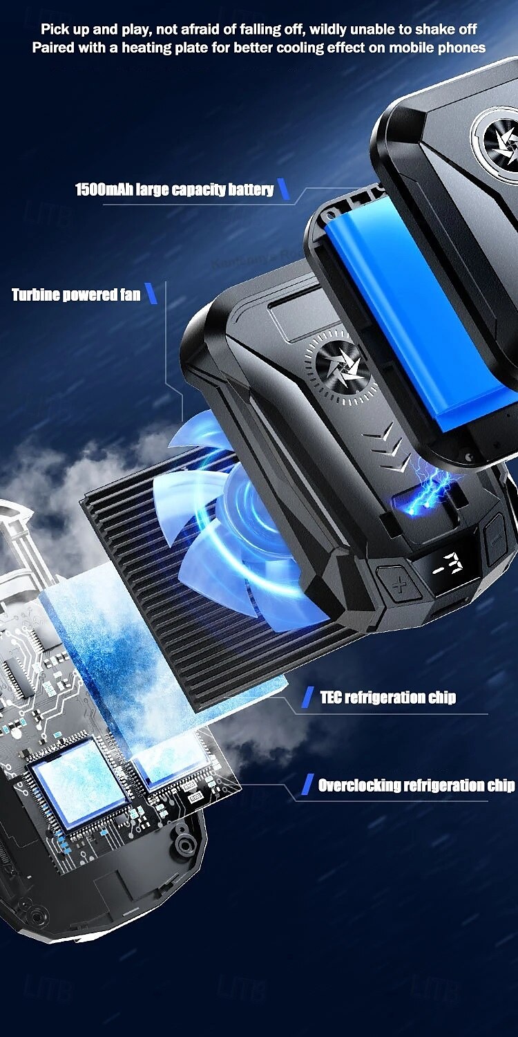 SL14 Mobile Phone Cooler with Removable 1500mAh Battery Semiconductor Cooling Fan and LED Temperature Display for Gaming 2025 - $48.99 –P6