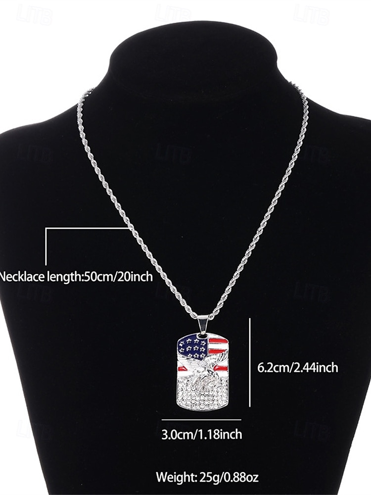 United States 250th Anniversary Men's American Flag Eagle Pendant Necklace – Gold Stainless Steel Patriotic Jewelry with Rhinestones for Independence Day, Veterans and Military Appreciation 2026 - $18.99 –P3