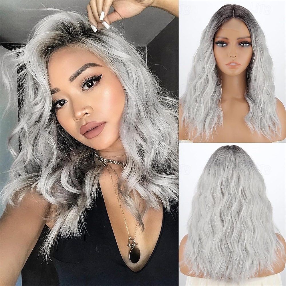 18 inch korte golvende zwarte pruik voor vrouwen, middellange zwarte bob, synthetische hittebestendige, natuurlijke en realistische zwarte haarpruik voor dagelijks kapsel, cosplay, feestgebruik 2026 - $25.99 –P7