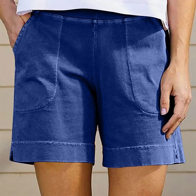 Per donna Pantaloncini in cotone e lino Shorts Pantaloni Eleganti Casual Corto Naturale Semplice Tasca Elastico in vita Comodo All'aperto Quotidiano Ferie Vinaccia Grigio Nero Bianco Estate del 2025 a $15.99 –P15