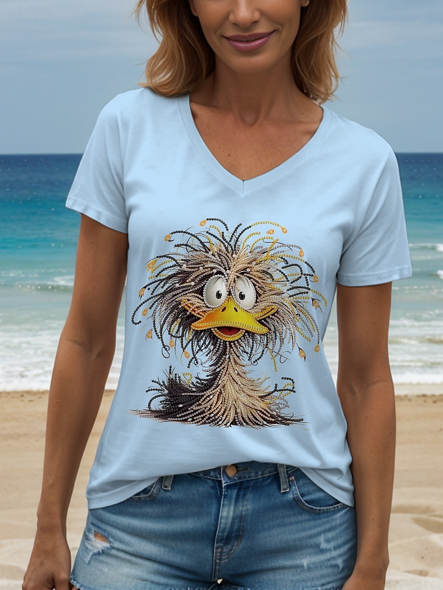 Pentru femei Tricou Grafic Animal Epocă Stilat Clasic Manșon scurt În V Topuri obișnuite Zilnic Imprimeu Alb Roz Îmbujorat Albastru piscină Trifoi Vară Primăvară 2025 - $19.99 –P1