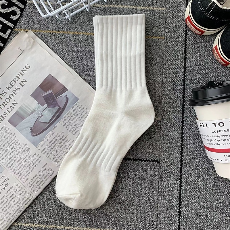 Hombre 5 pares Paquetes múltiples Calcetín Calcetines para correr Calcetines informales Negro Blanco Color Plano Vacaciones Deporte Diario Básico Medio Primavera Otoño Moda Casual 2025 - $7.49 –P7