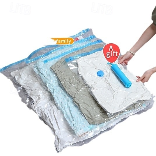 Paquete de 10 bolsas de compresión para ahorrar espacio en viajes (no se necesita vacío ni bomba), bolsas de almacenamiento al vacío para artículos esenciales de viaje, organizadores de embalaje para 2025 - $13.99 –P8