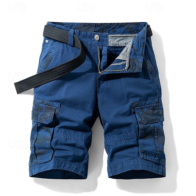 Herren Cargo-Shorts Shorts mit Camouflage-Muster Shorts Sommershorts Reißverschluss Mehrere Taschen Klappentasche Einfach Tarnung Komfort tragbar Knielang Outdoor Sport Täglich Mode Lässig Wein Blau 2025 - $34.99 –P9