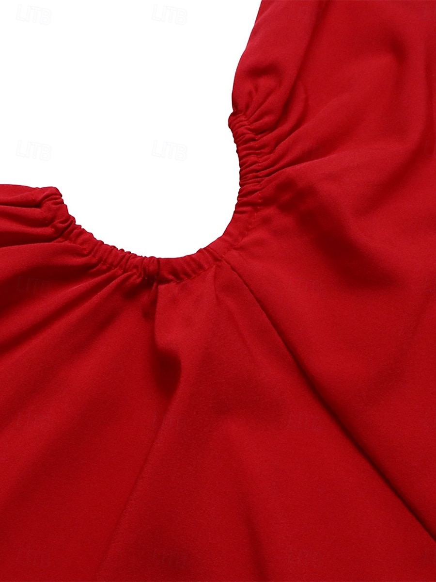 Robe Maxi Femme Robe A Ligne Couleur Unie Robes de Travail Robe Off The Shoulder Formelle Fête de Travail Coupe Régulière Simple Une Épaule Jaune Rouge Vert Été Printemps de 2025 ? $39.99 –P5