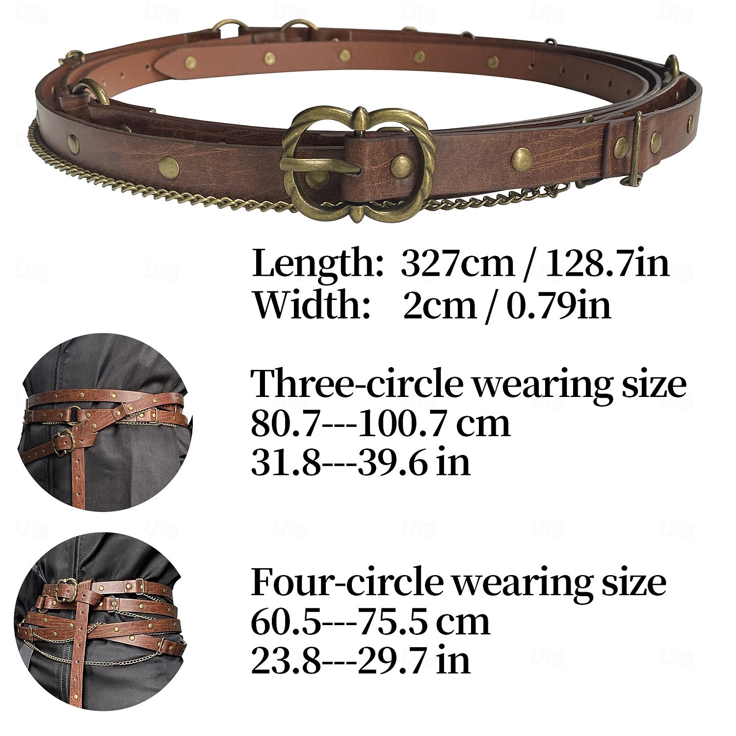 Medieval Renaissance Waist Belt Viking Fancy Dress Men's Women's Unisex Celtic Viking Fantasy Halloween Carnival Masquerade Party LARP Adults' Belt 2026 - $20.99 –P2
