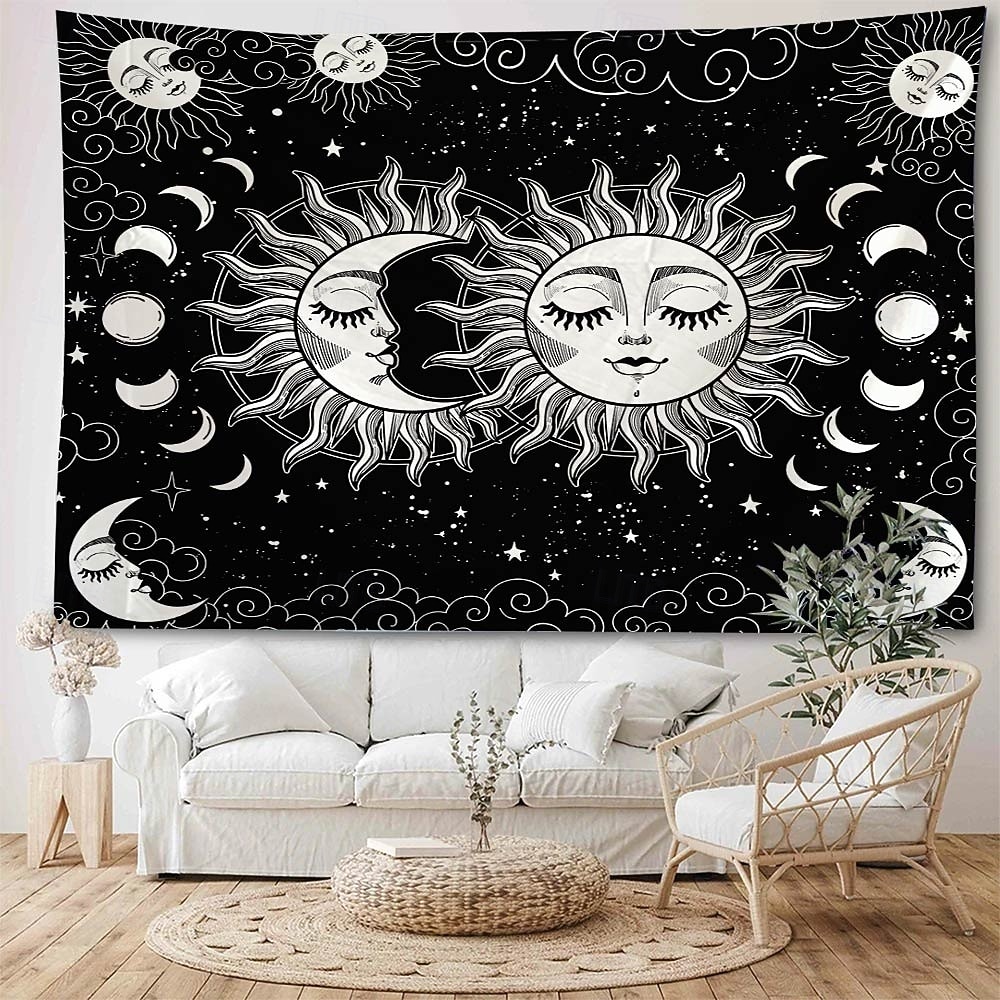 Tapiz colgante de sol y luna mandala Arte de pared Gran tapiz Decoración mural Fotografía fondo manta cortina Decoración del hogar dormitorio sala de estar 2026 - $16.99 –P4