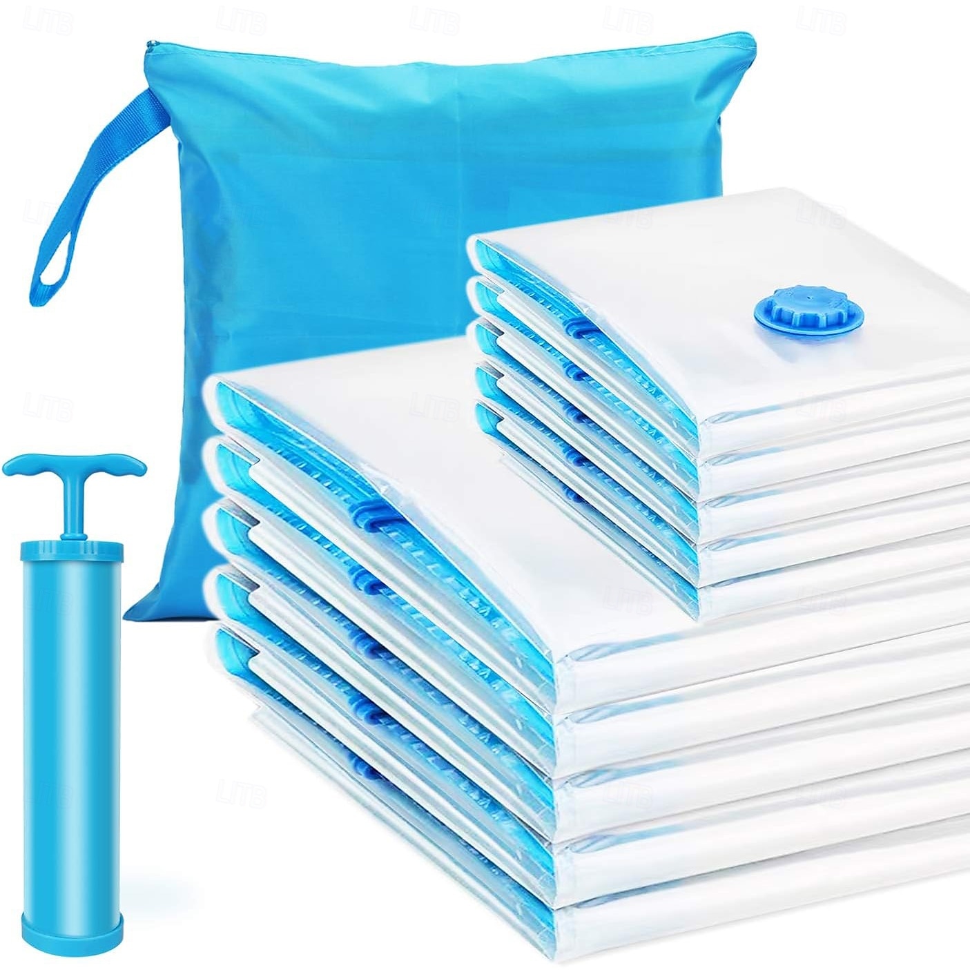 Bolsas de vacío reutilizables para ropa, edredones, ropa de cama, colchas y abrigos, con cierre de cremallera, para viaje, 10 unidades 2025 - $21.99 –P1