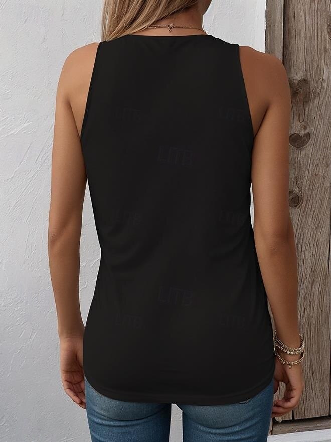 Dame Camisole Tank Top Grafisk Bokstaver Stilfull Fritid Ermeløs Crew-hals Vanlige topper Daglig Trykt mønster Svart Hvit Rød Blå Lilla Sommer Vår 2025 - $17.99 –P7