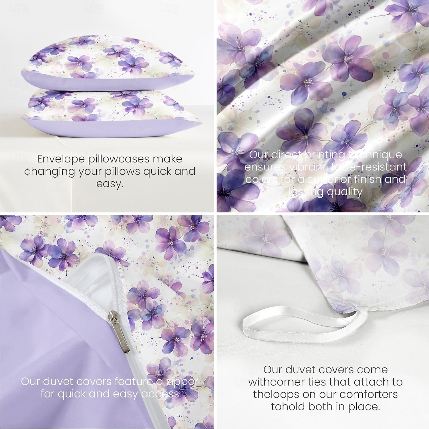 Blommor Duvet Set 100% Bomull Mjuk och Andningsbar Sängkläder Med Färgglada Blommor Lätt och Hållbar Täcke Bekväm för Alla Säsonger Lätt att Ta Hand Om 2025 - $60.99 –P7