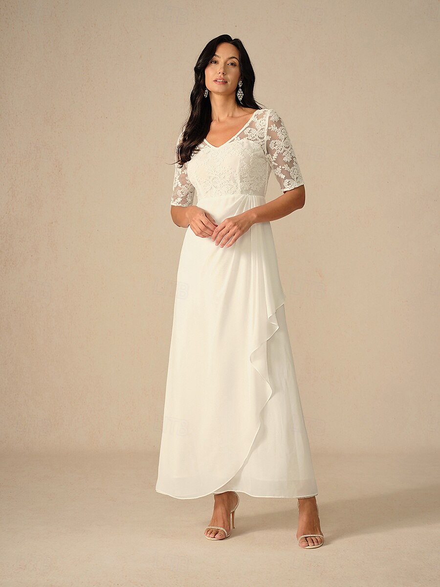 Femmes Robe maxi Robe Blanche Robe en Chiffon Élégant Mariage Fiançailles Coupe régulière Uni Manche Courte Col en V Blanche Été Printemps Automne Hiver de 2025 ? $99.99 –P4