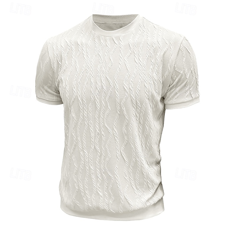 2025年 男性用 Tシャツ 半袖シャツ ティートップ 半袖 クルーネック 夏 平織り ファッション デザイナー ベーシック パッチワーク バケーション ストリート お出かけ ブラック ホワイト メンズトップTシャツ  コレクション – $26.99 –P2