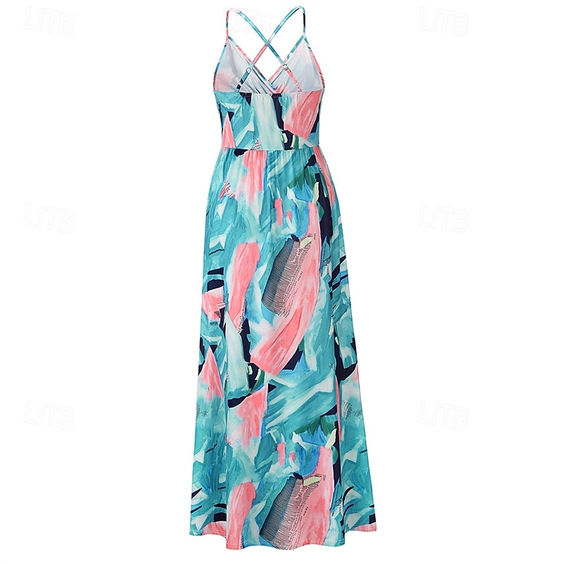 Per donna Abito Midi Abito Estivo Abito Sottoveste Abito Boho Moda Moderno Quotidiano Spiaggia Weekend Vestibilità regolare Floreale Senza Maniche Scollo a V blu acqua Nero Rosa Arancione Estate del 2025 a $23.99 –P11