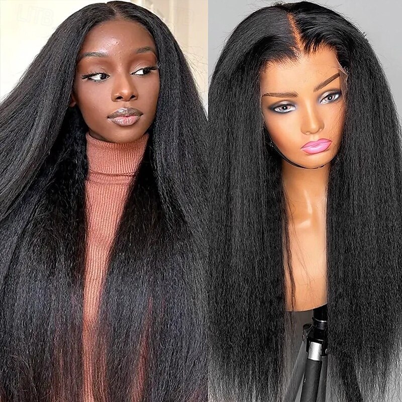 peruca de cabelo humano renda cabelo 13x4 peruca de renda frontal yaki peruca reta com cabelo de bebê para mulheres negras peruca de renda de cabelo humano longo de 2025 por $199.99 –P5