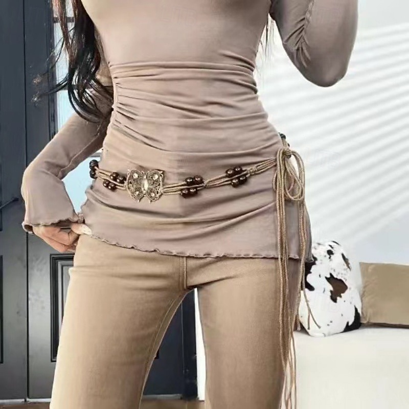 Chaîne Tour de Taille ancien Mode Femmes Bijoux de Corps Pour Quotidien Fête Rétro Alliage Papillon Argent Blanche Jaune 1 Pièce de 2025 ? $15.99 –P5