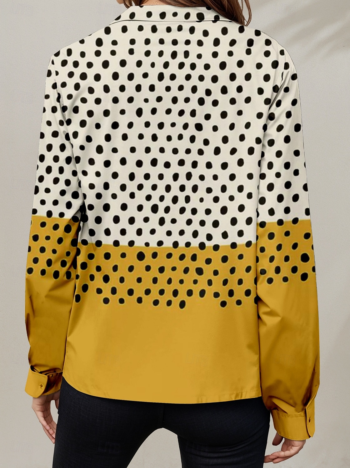 Camicia da donna a maniche lunghe bottone giù blusa grafica geometrica a pois quotidiana elegante a maniche corte colletto regolare top quotidiani verde salvia giallo blu viola estate primavera del 2025 a $32.99 –P2