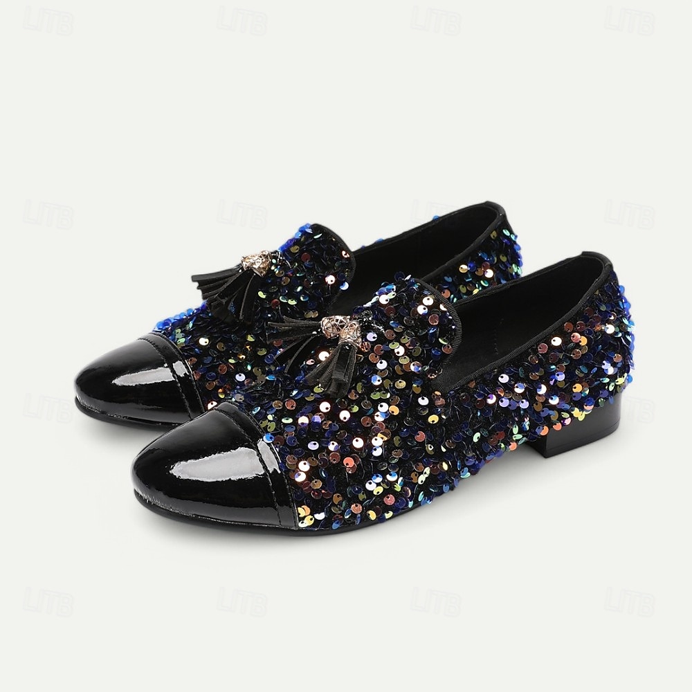 Men's Black Sequin Loafers with Bow – Prom and Formal Party Slip-On Shoes for Nightclubs, Red Carpet Events and Gala Dinners 2025 - $109.99 –P1