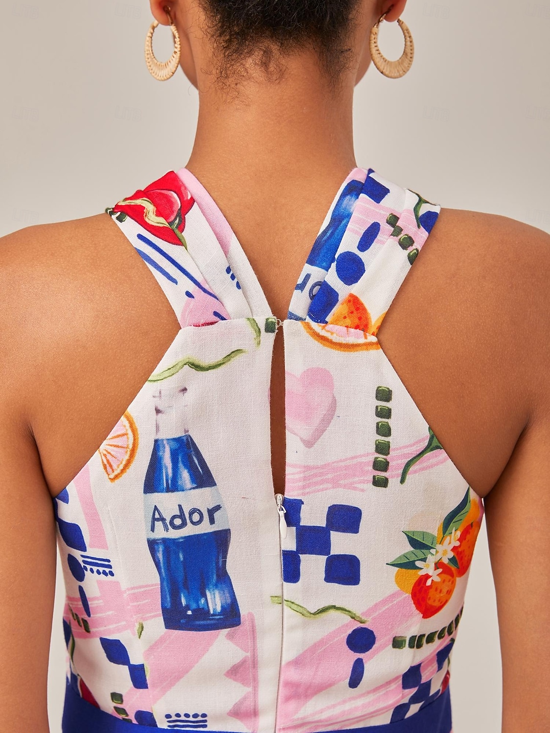 Dámské Žena Volnočasové šaty Resort Wear Dlouhé šaty Maxi šaty Světlá růžová Bez rukávů Ovoce Vzadu do kříže Crossover Zadní zip Léto Krk ohlávky prázdniny umělecké XS S M 2025 - $71.99 –P6