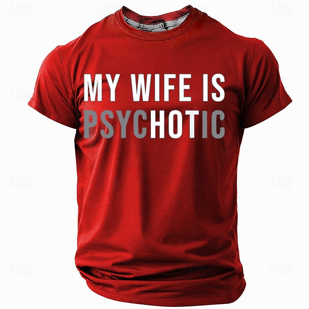Herre Morsom kone T skjorte Kortermet T skjorte 3D-utskrift Crew-hals Skjorte Mote Daglig Fritid Gate Avslappet Daglig Svart Rød Blå Sommer Vår Klær S M L XL XXL XXXL 2025 - $17.99 –P1