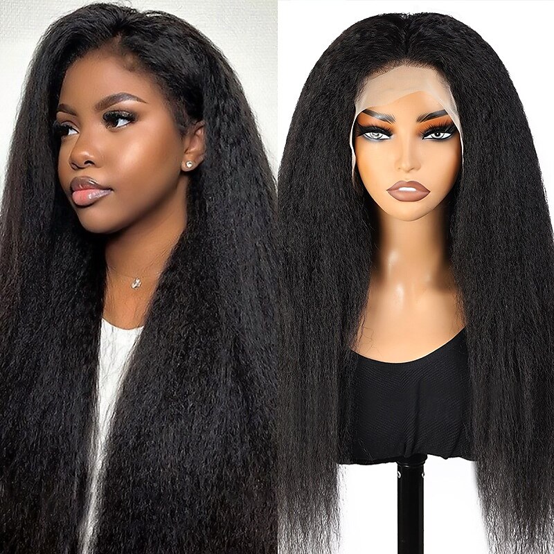 peruca de cabelo humano renda cabelo 13x4 peruca de renda frontal yaki peruca reta com cabelo de bebê para mulheres negras peruca de renda de cabelo humano longo de 2025 por $199.99 –P6