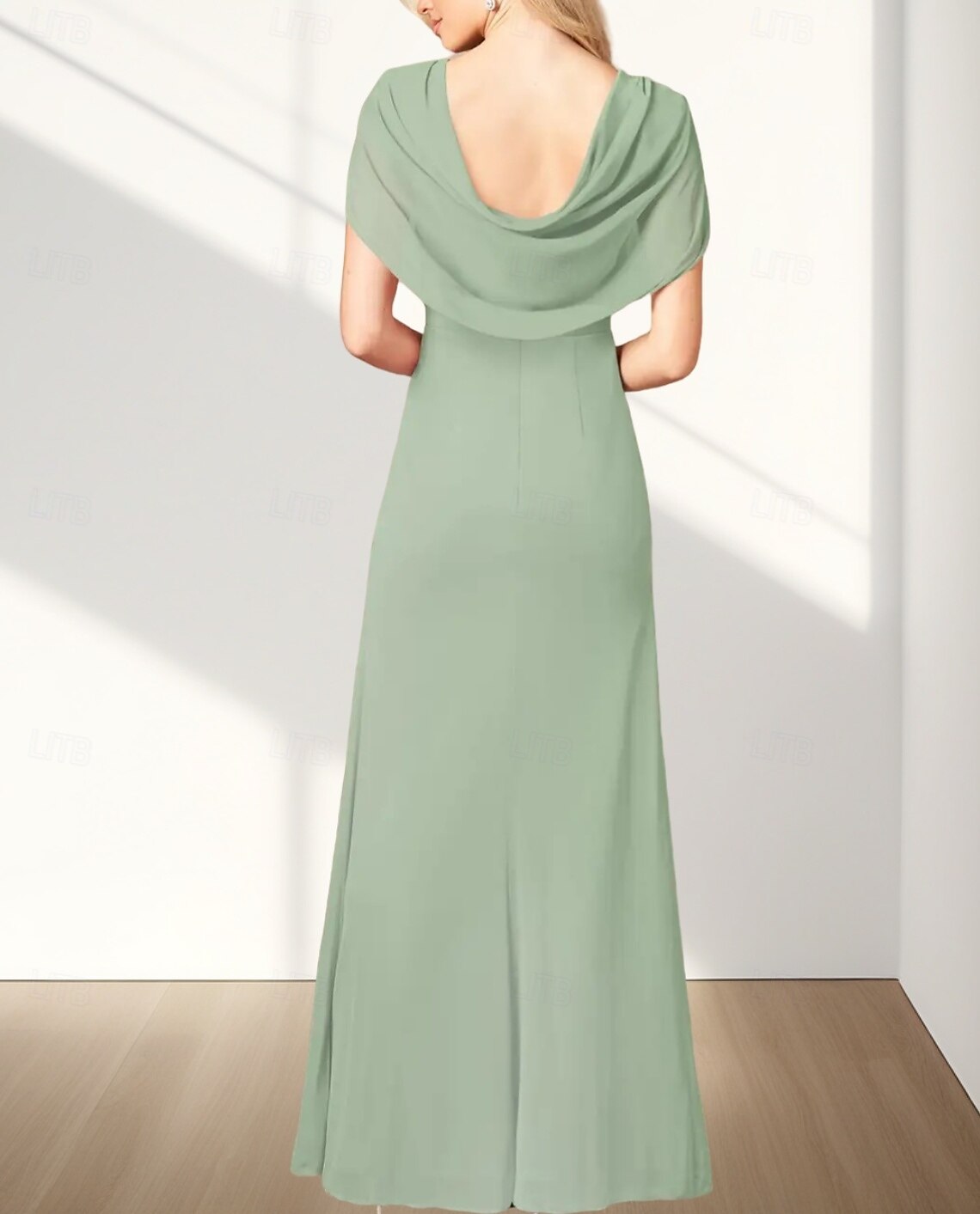 Robes d'invitée de mariage A-Line Élégante Robe Invitée de mariage Fiançailles Longueur de sol Sans manches Col en V Chiffon Dos drapé avec plis Fente de 2025 ? $164.99 –P2