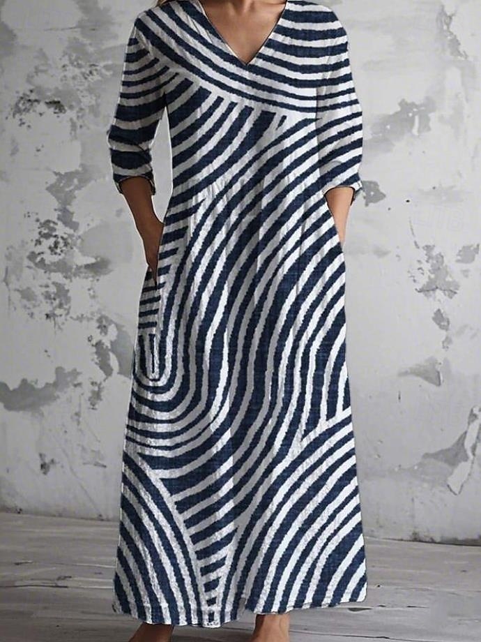 Per donna Abito Midi Vestito Estivo Abito Pieghettato Vacanza Casual Boho Uscire Spiaggia Abito Estivo Floreale Grafico Manica 3/4 Scollo a V Marrone Scuro Blu Verde Estate Primavera del 2025 a $35.99 –P2