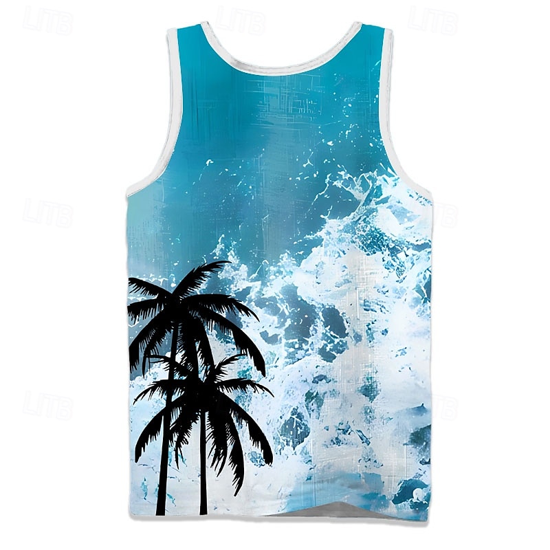 Herr Kokosnötspalm T-shirt Linne Ärmlös T-shirt 3D-tryck Rund hals Skjorta Semester Ledigt Hawaiisk Helgdag Blå Röd Grön Sommar Vår Kläder S M L XL XXL XXXL 2025 - $15.49 –P2