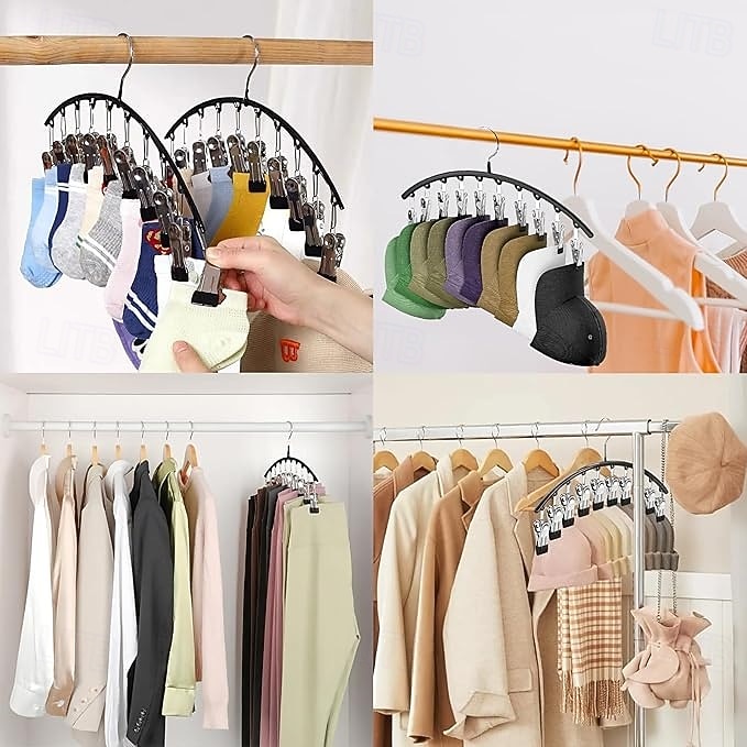 Lot de 2 cintres pour leggings, organisateur de placard, cintres pour chapeaux, pour placard, avec 10 clips, peut contenir 20 leggings, cintre pour leggings, organisateur de rangement pour pantalons, convient pour chaussettes, culottes, sous-vêtements, pa de 2026 ? $16.99 –P3