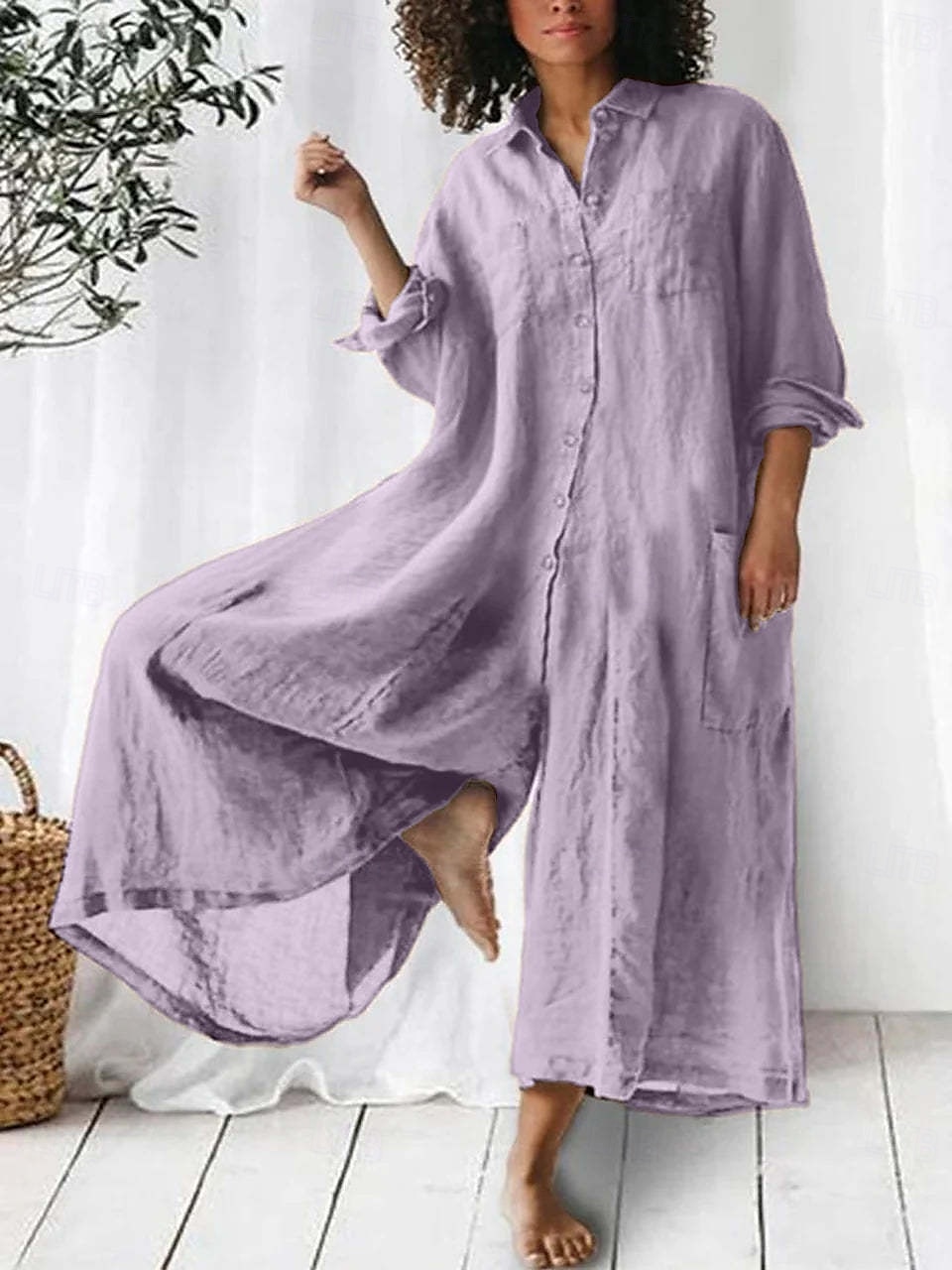 Women's Cotton Linen Jumpsuit Solid Color Active Floral Sleeveless Bootcut Vacation Street Regular Fit Black White Pink Summer 2025 - zł172.99 –P5