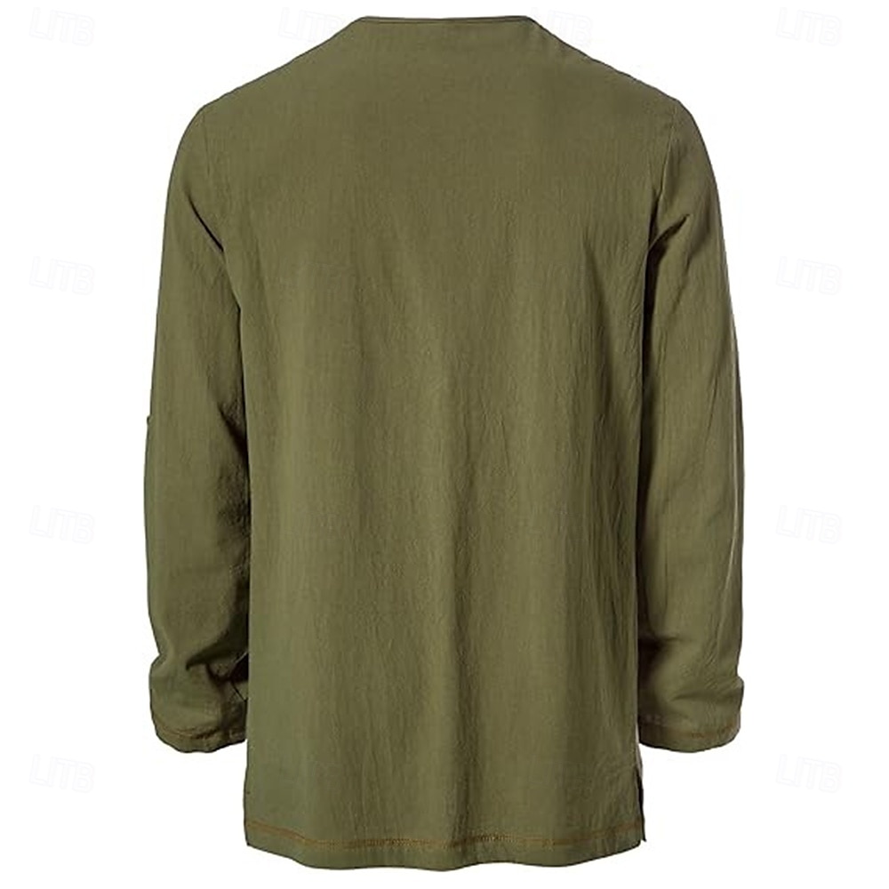 Middeleeuws Renaissance 17e eeuw Gemiddelde Lengte Blouse / overhemd Cosplay kostuum Ridder Viking Keltische ridder Trekkoord Effen Kleur Kostuum Voor heren Piraat Halloween Maskerade Casual 2025 - $28.99 –P8