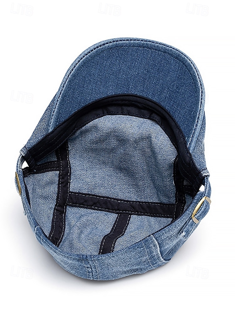 berretto piatto in denim da donna con vestibilità regolabile, stile casual per primavera ed estate, perfetto per attività all'aperto, uso quotidiano e viaggi del 2025 a $14.99 –P7