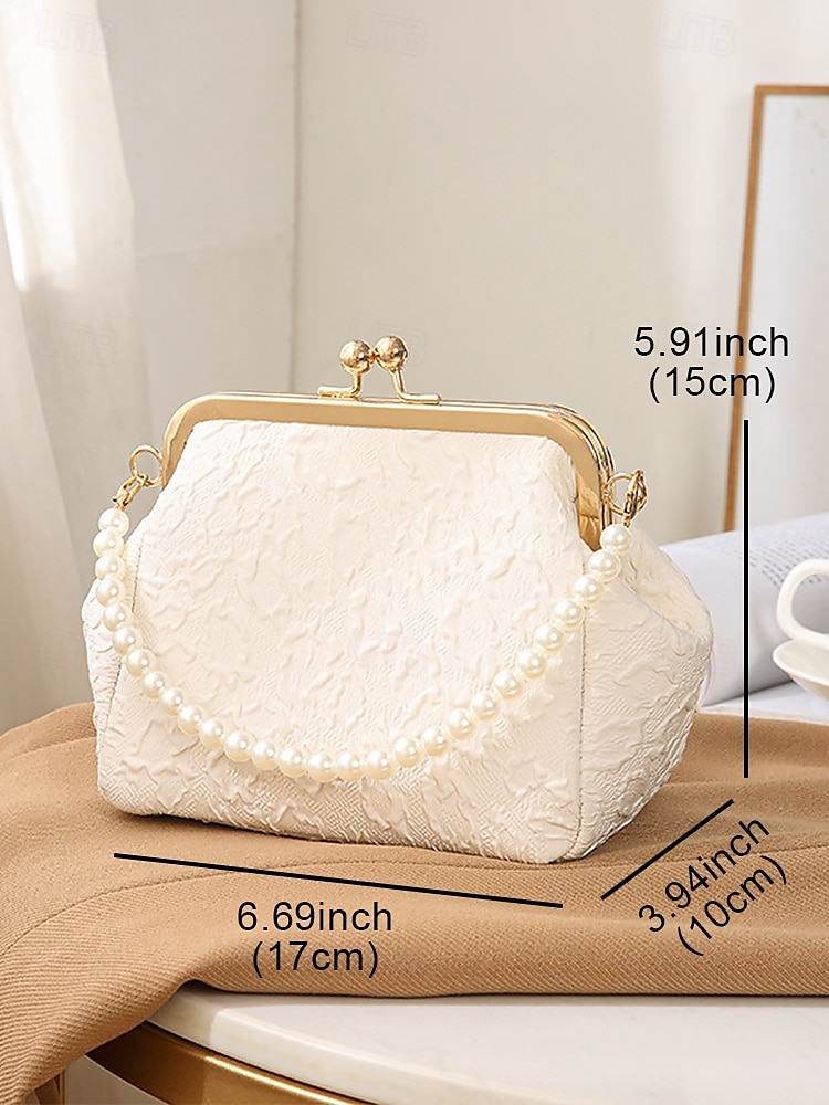 Women's Pearl Handle Vintage Clutch Purse – Elegant Textured Satin Crossbody Handbag for Weddings, Evening Parties and Formal Events 2026 - $20.18 –P10