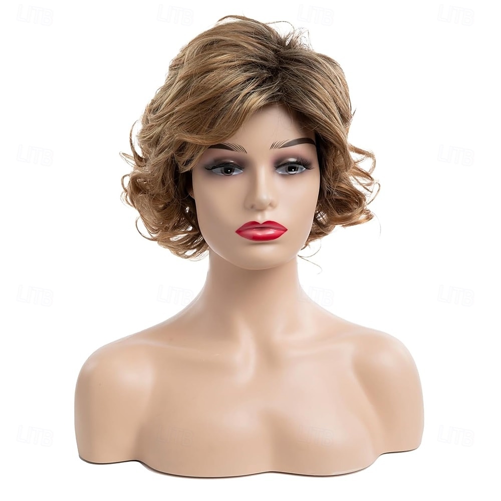 krótkie blond peruki dla kobiet krótkie fryzury pixie kręcone włosy peruka puszyste naturalne wyglądające syntetyczne włosy codzienne peruki 2026 - $25.99 –P3