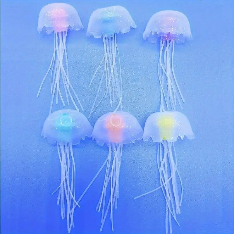 6-Piece Set of Realistic Silicone Jellyfish Aquarium Decoration - bright Fluorescent Floating Jellyfish Simulated Artificial Coral reef Ornament 2025 - $18.49 –P3