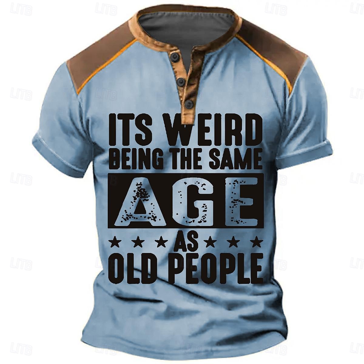 Hombre Es raro tener la misma edad Camiseta Henley Shirt Manga Corta Impresión 3D Moda Casual Estilo callejero Calle Deporte Casual Primavera verano Azul Piscina Verde Trébol Caqui Gris Henley 2025 - $21.99 –P8