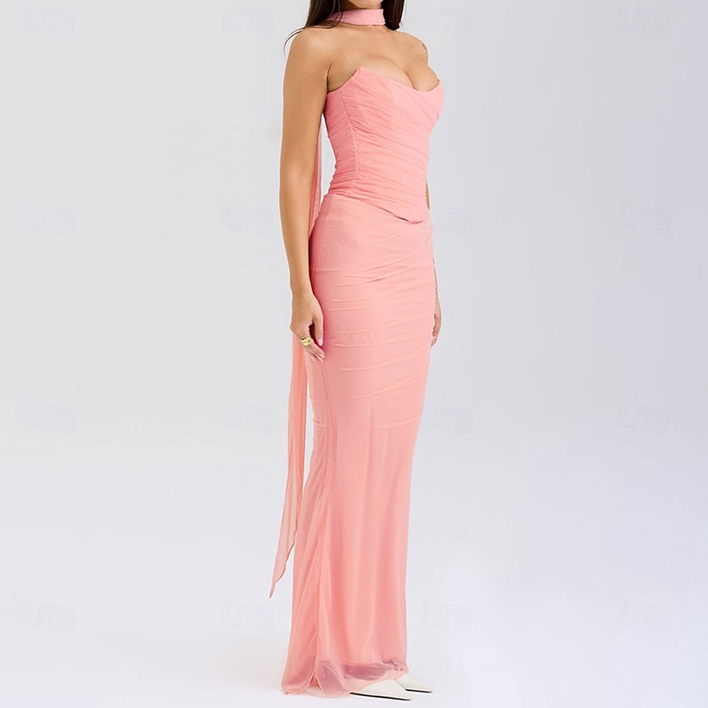 Mořská panna  trumpet quinceanera šaty elegantní šaty svatba svatební hosté dlouhé do podlahy bez rukávu bezramenné polyesterové bez zad s nařasením 2025 - $99.99 –P21