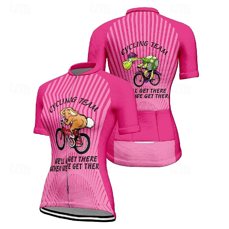 Women's Cycling Jersey Graphic Stripes Short Sleeve Bike Tee Tshirt Jersey with 3 Rear Pockets Mountain Bike MTB Quick Dry Anatomic Design Wicking Breathable Sports Pink Blue Orange Clothing Apparel 2025 - $23.99 –P3