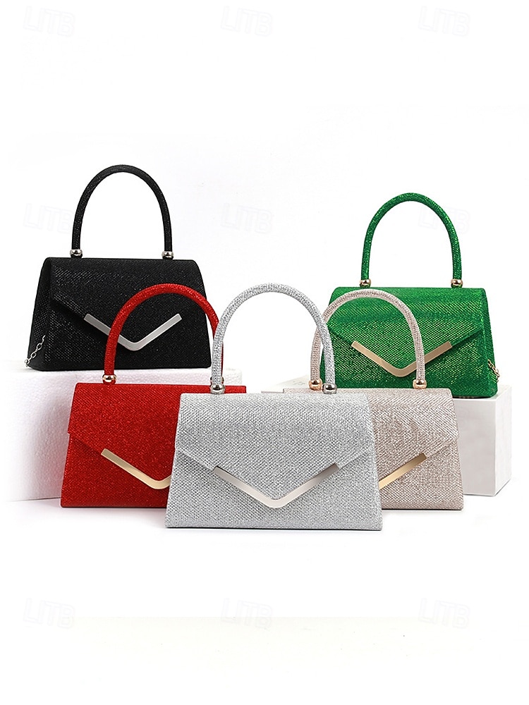 Pochette de soirée pailletée pour femme avec bandoulière chaîne – élégante pochette structurée à poignée supérieure pour mariages, cocktails et événements formels de 2025 ? $18.99 –P5