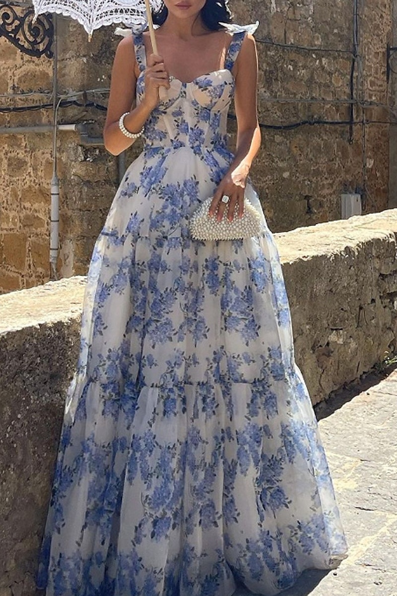 Women's Long Dress Maxi Dress Party Dress Cocktail Dress Fashion Party Special Occasion Regular Fit Flower Sleeveless Spaghetti Strap Blue Light Purple Summer 2025 - $33.99 –P3