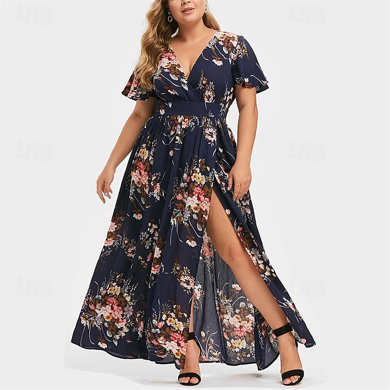 Dam Långklänning Maxiklänning Vardagsklänning Sommarklänning Boho-klänning Klänning med tryck Mode Utomhus Semester Helgdag Normal Blommig Ärmlös Djup V-hals Svart Vit Gul Ljusgrön Sommar Vår 2025 - $27.99 –P4