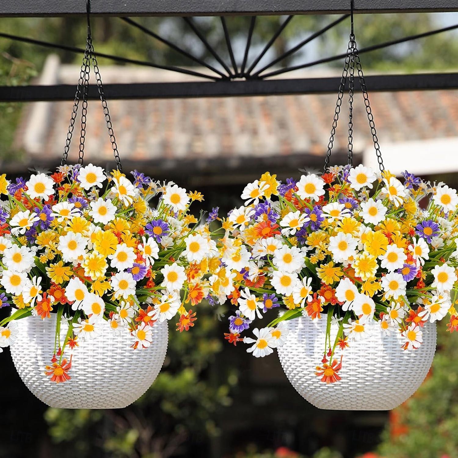 8 buntar konstgjorda tusensköna blommor för utomhus sommarinredning uv-resistent faux kyrkogård blommor plast grönska buske falska konstgjorda växter utanför hem trädgårdar veranda plantera inomhus 2025 - $20.99 –P2
