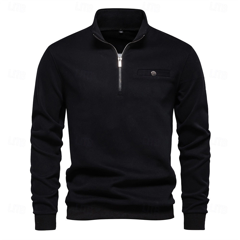 Homme Sweat à capuche quart zippé Noir Blanche bleu marine Gris Demi-zip Uni Polyester Occasionnel Athlétique Vêtement Tenue Pulls Capuche Pulls molletonnés manche longue de 2025 ? $31.99 –P9