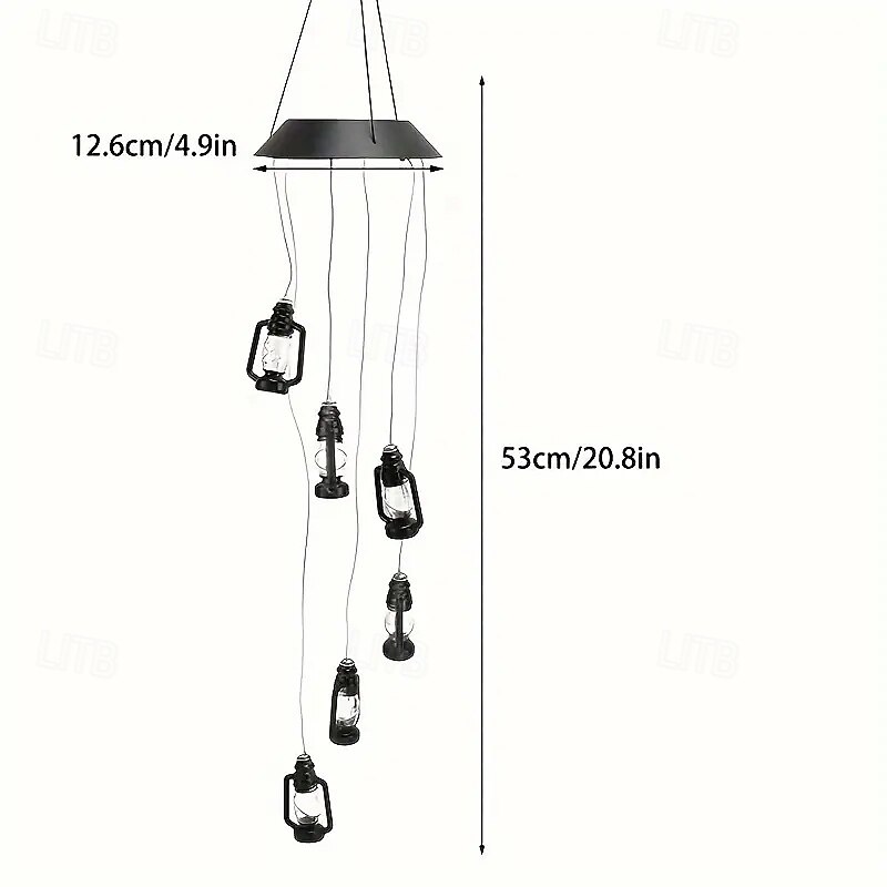 Solar 6 LED Wind Chime Light IP65 Waterproof Hanging Lantern Warm Yellow Glow for Patio, Balcony & Garden Decoration 2025 - $17.99 –P6