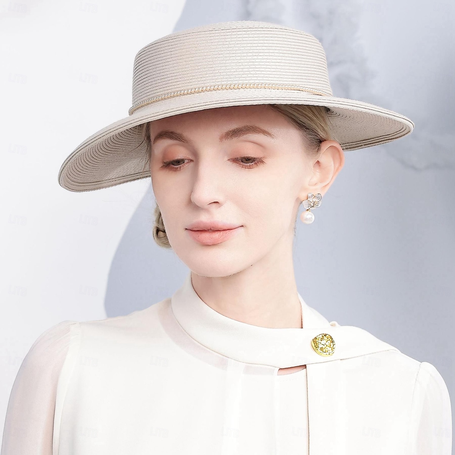 Sombreros Fibra Bombín / Sombrero Cloché Sombrero de copa Sombrero para el sol Boda Fiesta de Té Elegante Boda Con Detalles con Perlas Celada Sombreros 2026 - $45.99 –P11